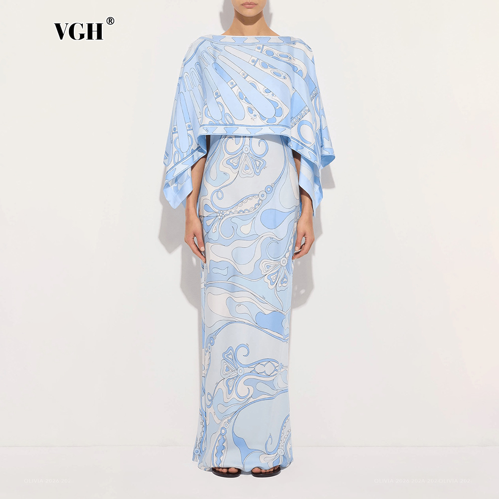 Formal Attire Woman - VGH Lichtblauwe abstracte print tweedelige set