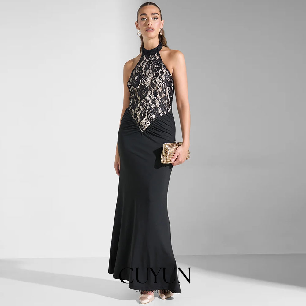 Women'S Formal Dinner Wear - CUYUN Aangepaste Zwarte Sexy Kant Avondjurken