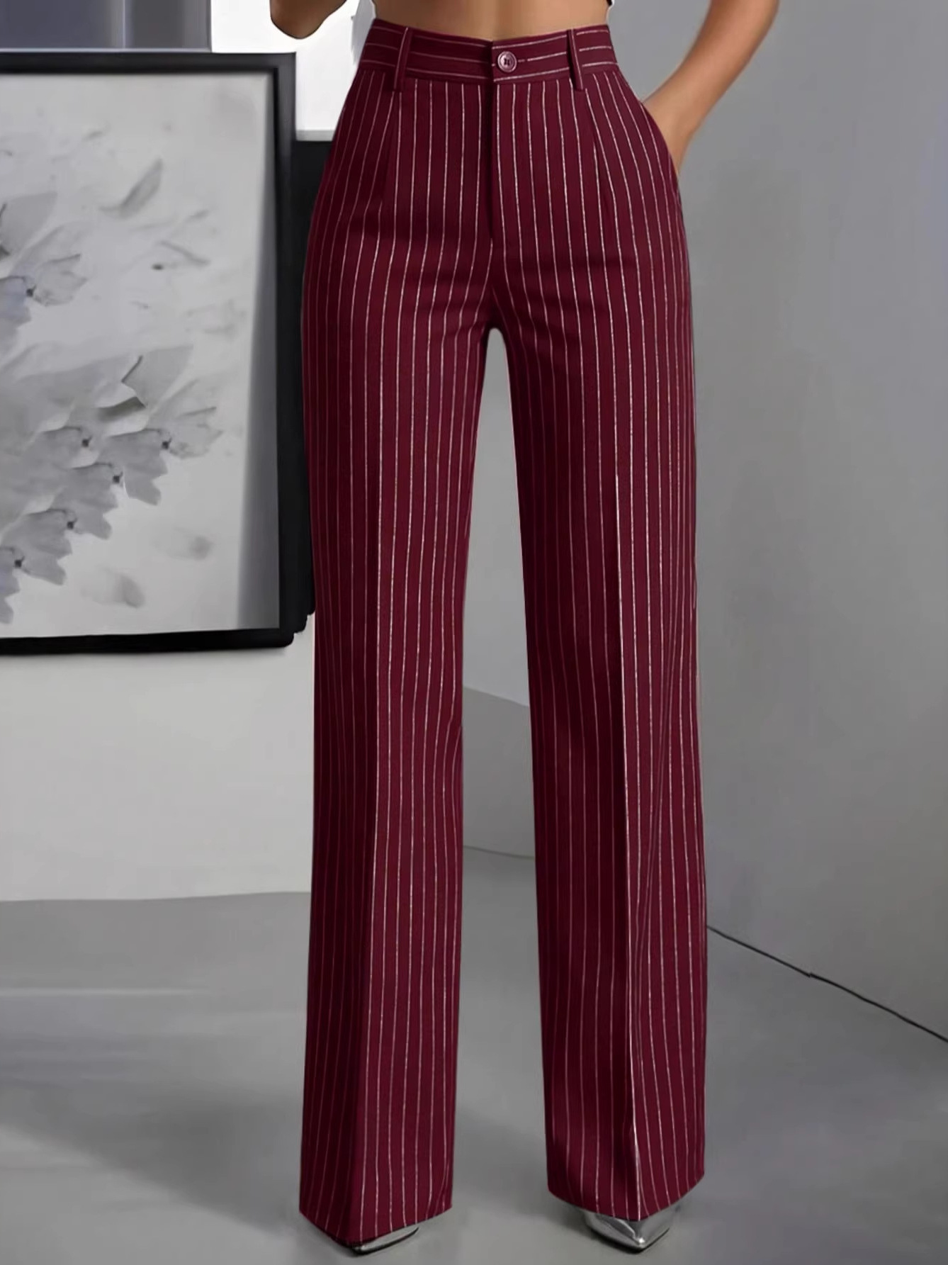 Formal Attire Woman - Elegante hoge taille rechte pijp pakbroek,