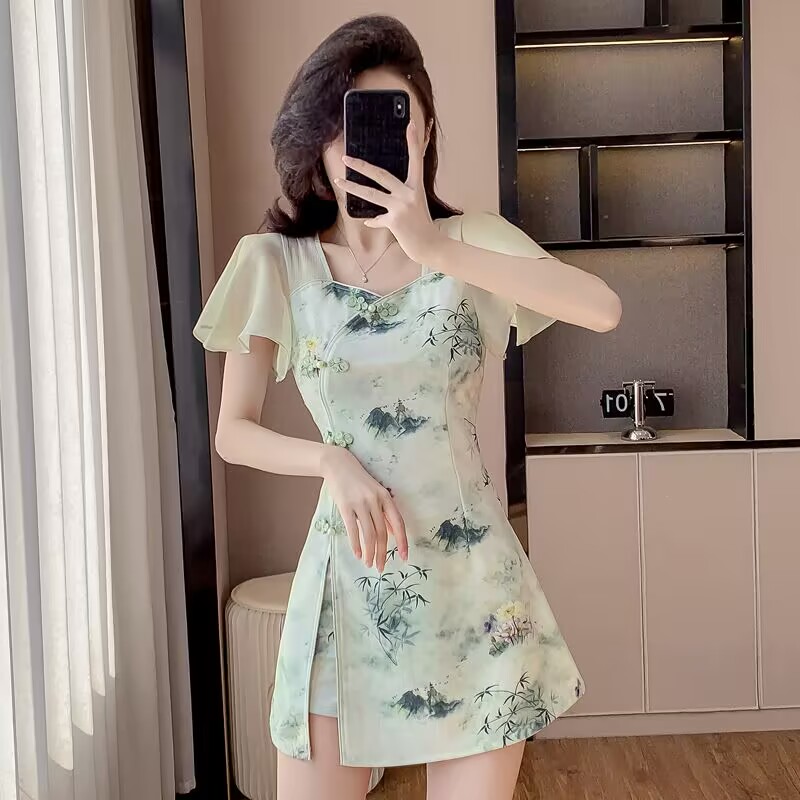 Women Formal Wear For Office - Zomer Chinese Stijl Zoete Cheongsam Tweedelige