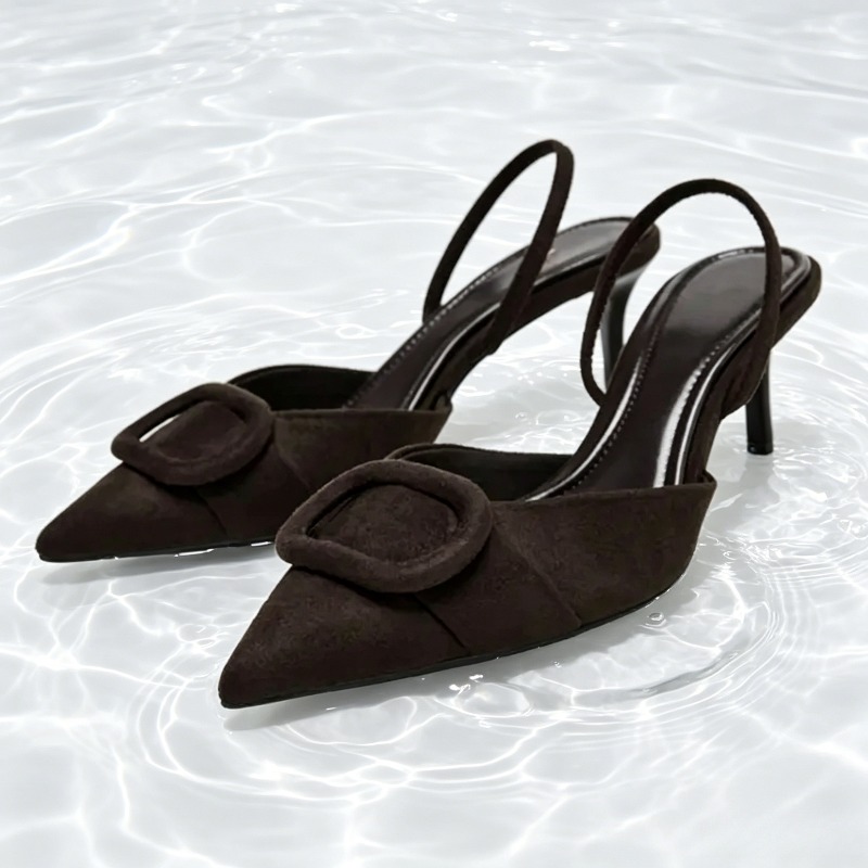 Women Formal Wear For Office - Koffie Faux Suede Hoge Hak Sandaal