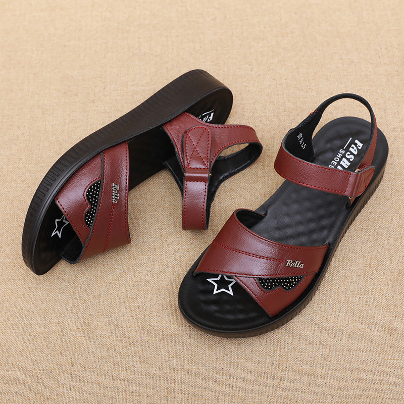 Zwarte leren T-strap peeptoe s - Formal Women Daily Wear Sandals recensie en prijs