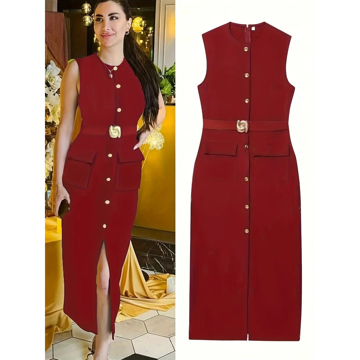 Mouwloze damesjurk met ronde h - Women'S Formal Dinner Wear recensie en prijs