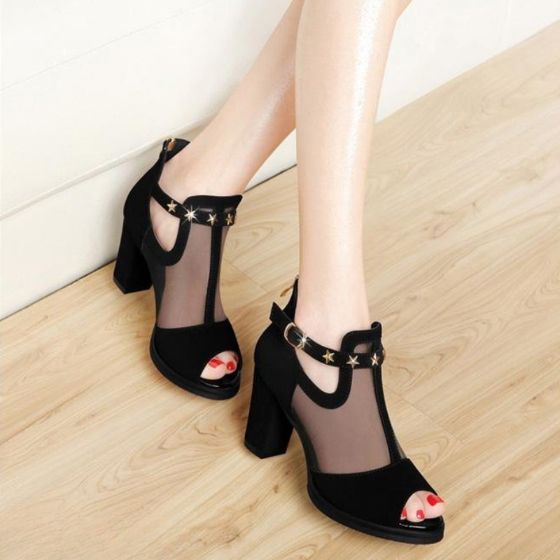 Mesh peeptoe blokhakken dames  - Women Formal Wear For Office recensie en prijs