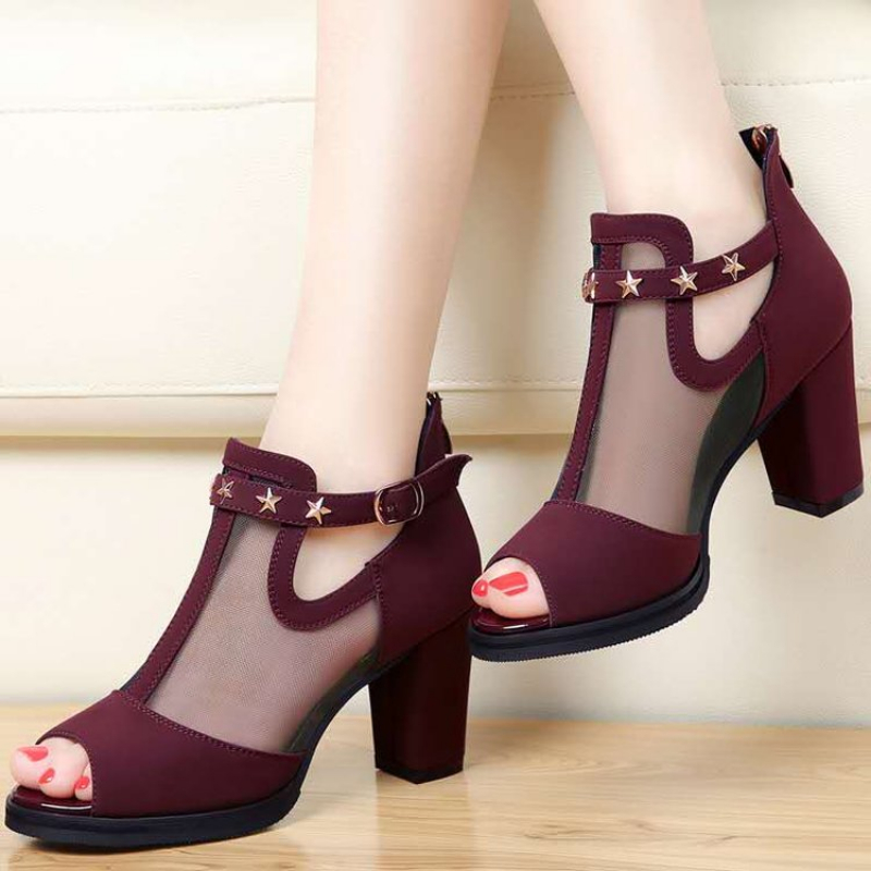 Mesh peeptoe blokhakken dames  - Women Formal Wear For Office recensie en prijs